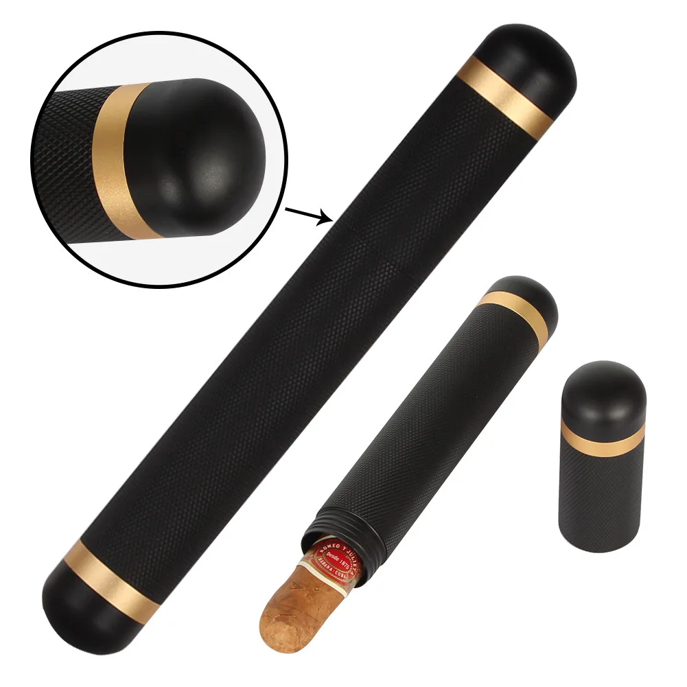 Travel Cigar Tube Single Luxury Aluminum Humidor Portable Cigar Humidor