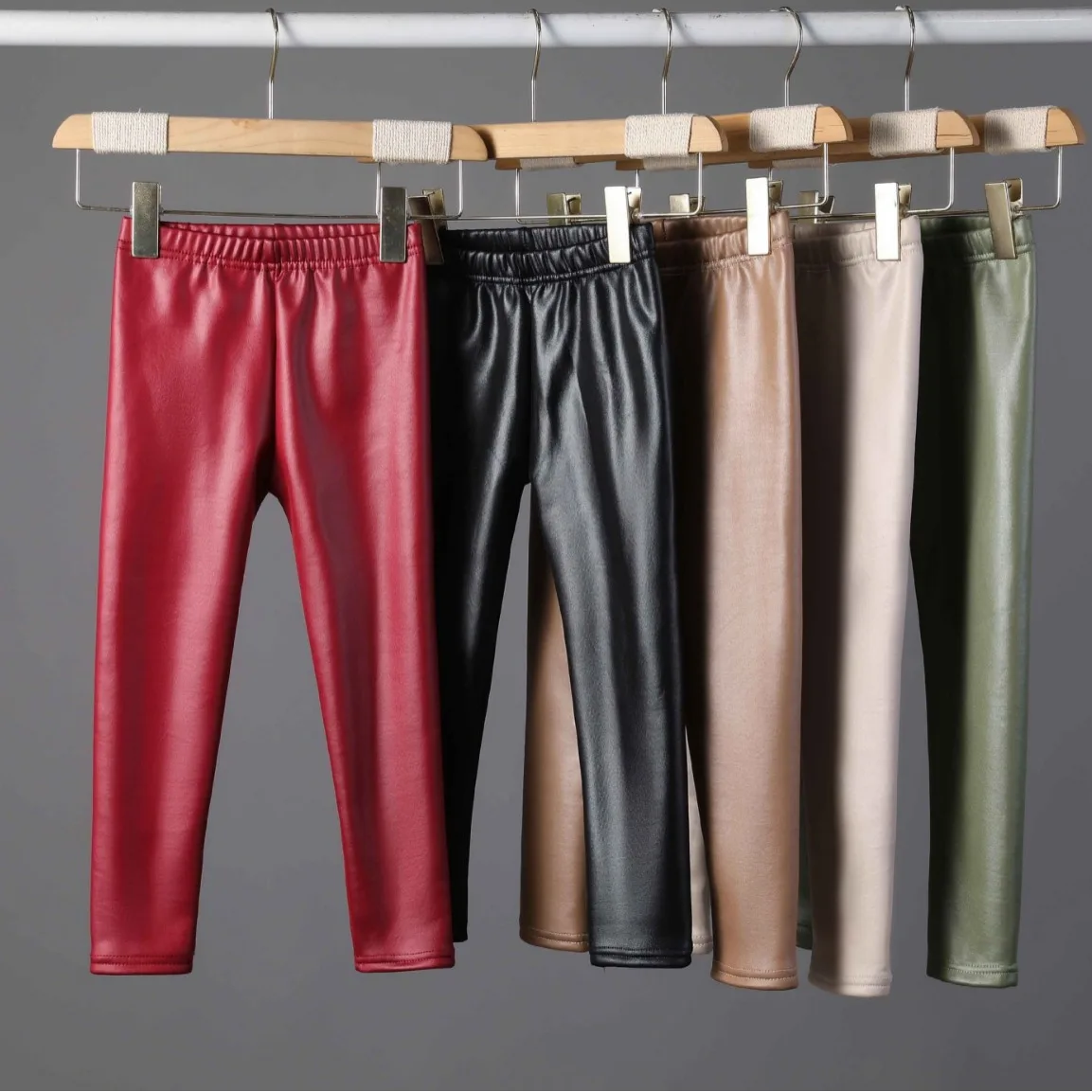 Latest Style Winter Autumn Children Pants Pu Leather Thickening Teenagers Girls Leggings