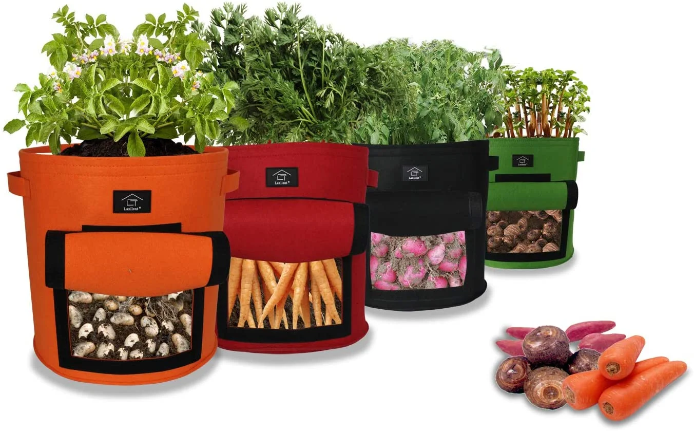 9 Gallon Growing Bag Fabric Pot High-Quality Felt Soft Garden Pot Potato Plant Bag with Flap Window