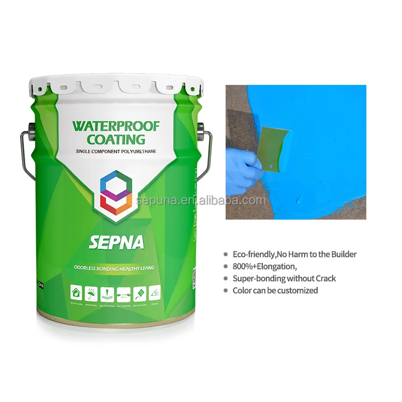 one pack roof liquid customized color flexible pu waterproof coating paint for swimming pool channel concrete roof