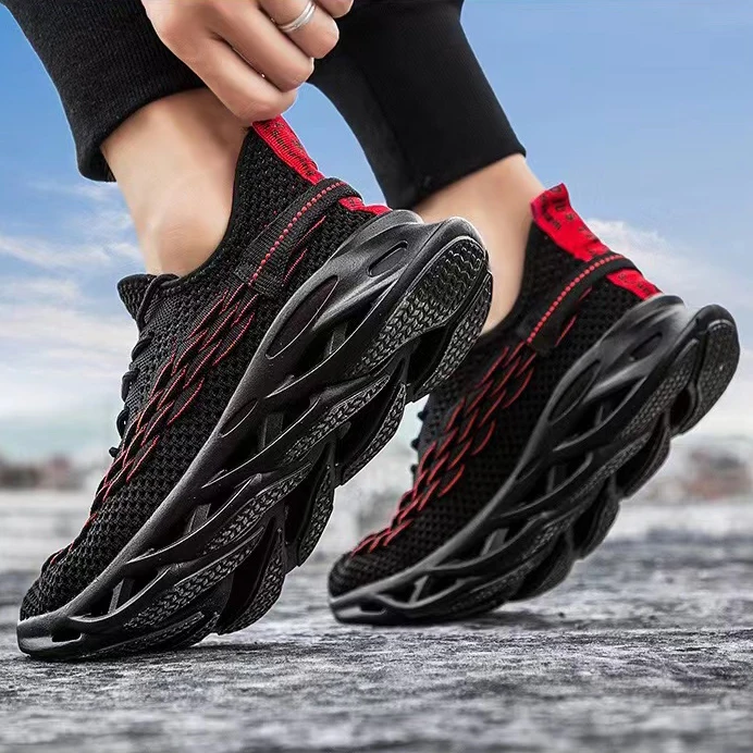 Модные высококачественные дышащие удобные нескользящие износостойкие сетчатые мужские кроссовки с ПВХ Подошвой беговые кроссовки