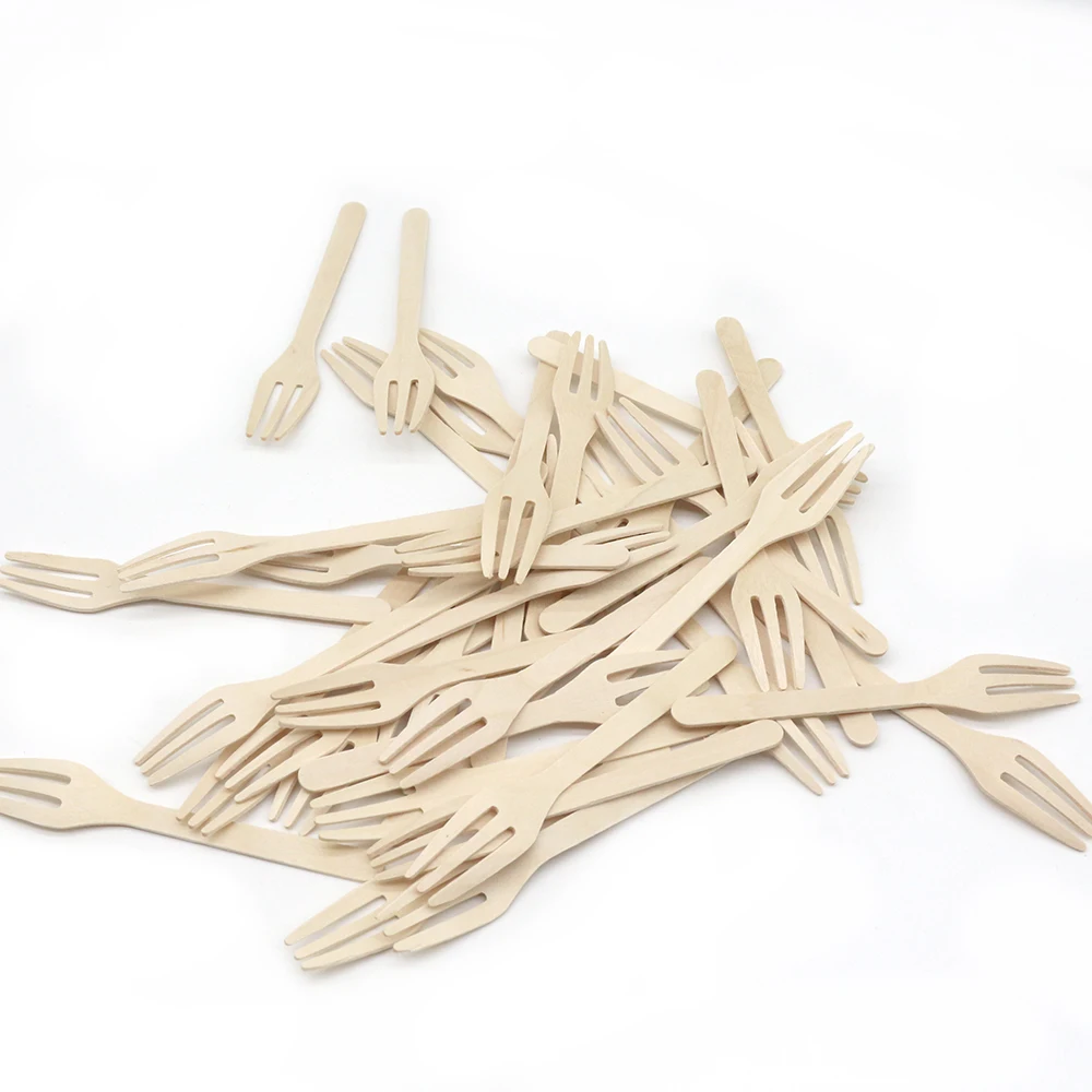 100mm Fruit Mini Disposable Wooden Fruit Fork