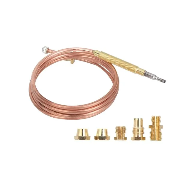 Thermocouple Replacement, BBQ Grill Fireplace Heating Gas Burner Thermocouple Probe 900mm with 5pcs Fit Nuts,for Gas Heater