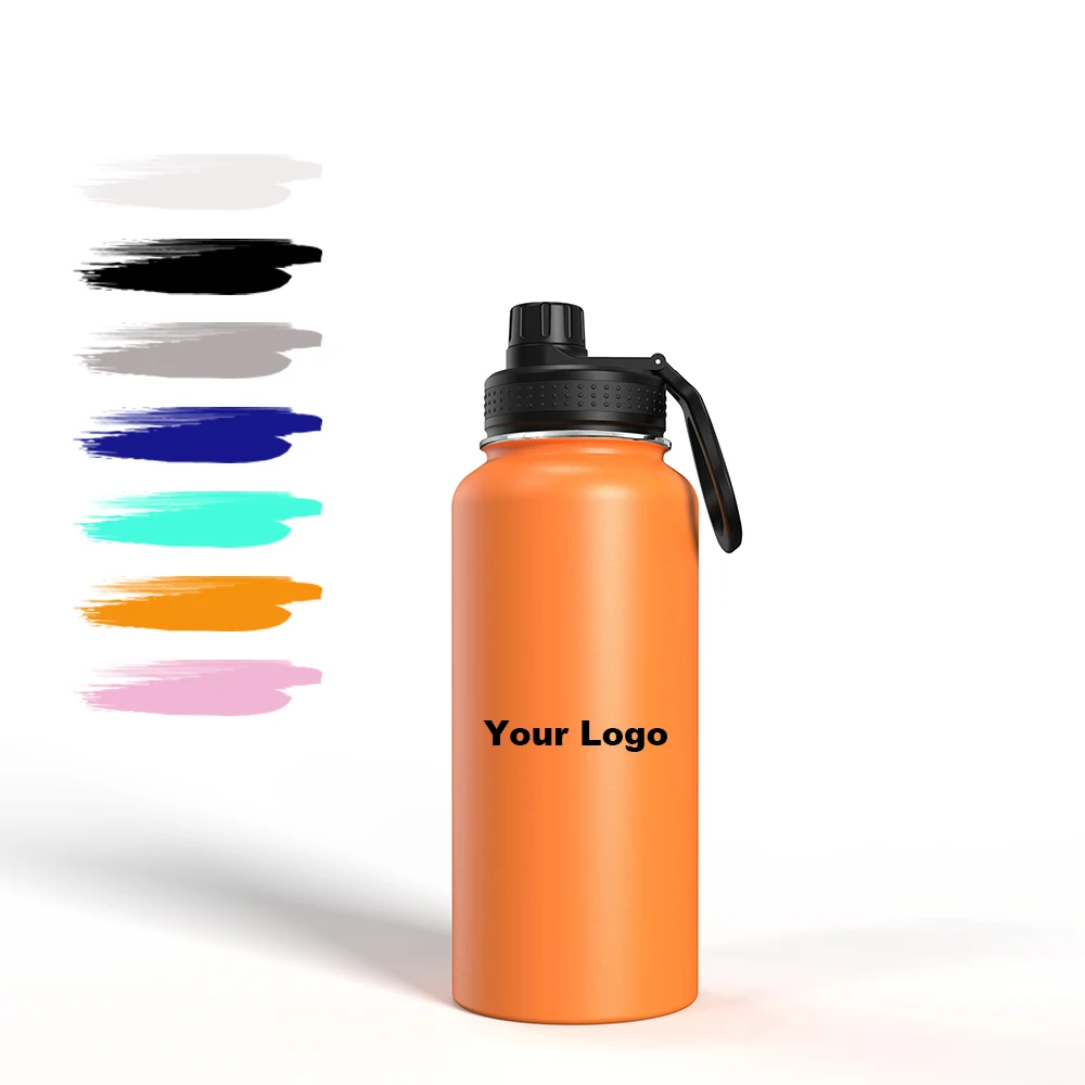 32OZ Amazon Hot Seller Hydro Bottle Flask Wide Mouth Straw Lid  Stainless Steel Reusable Water Bottle Vacuum Insulated