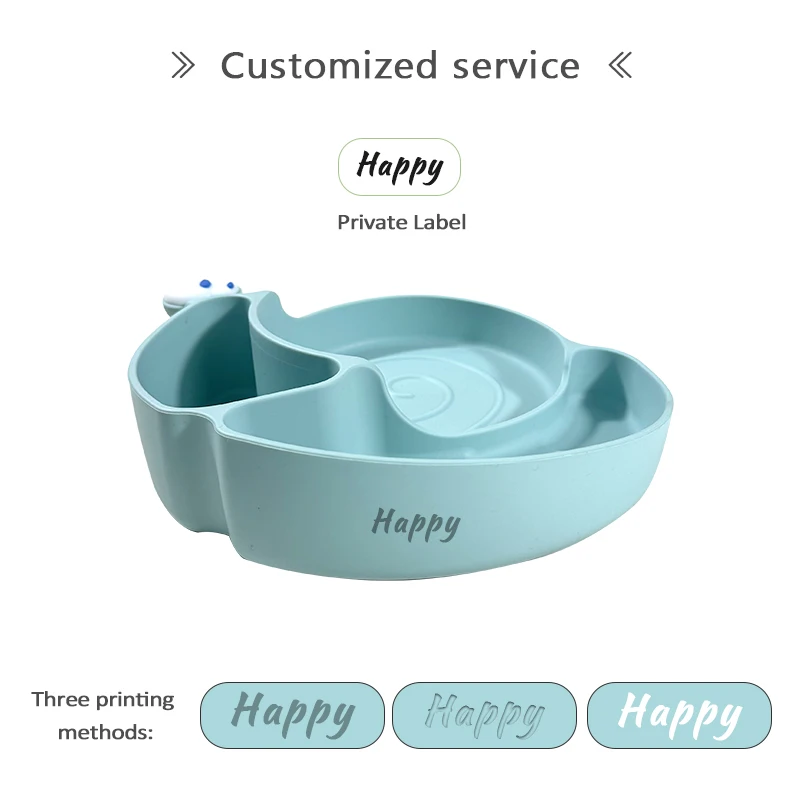 BPA Free Kids Dinging Plato Toddler Food Dinner Suction Plate Stick on Table Strong Suction Bottom Dish
