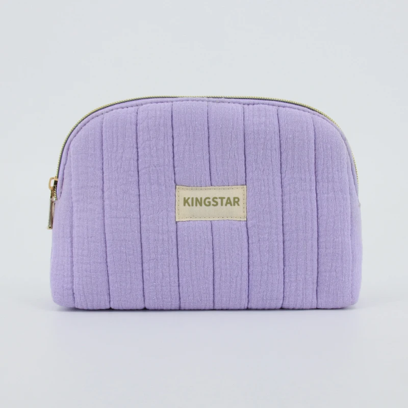 BSCI Custom Eco Friendly Recycle Organic Plain Cotton guzze Zipper Make Up Case Large Vanity