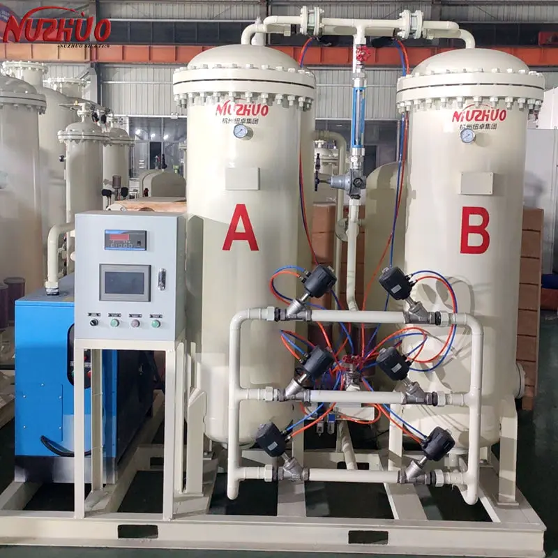 NUZHUO High Performance Oxygen Manufacturing Plant 3-6Bar O2 Generating Unit PLC Control Station O2