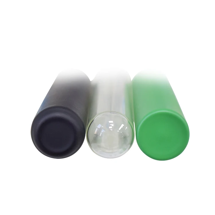 transparent uv glass tube bottle vial packaging flat bortom with wood lid  for vanilla