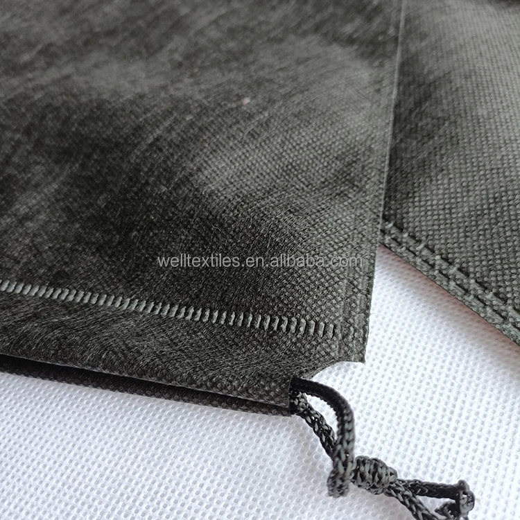 Eco-friendly reusable dust bag spunbonded non woven storage bag black drawstring nonwoven bags