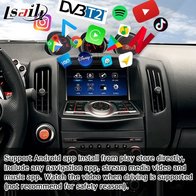 7 inches Android CP AA screen upgrade for Nissan 370z IT08 08IT 2009-2020 with GPS video interface wireless auto by Lsailt