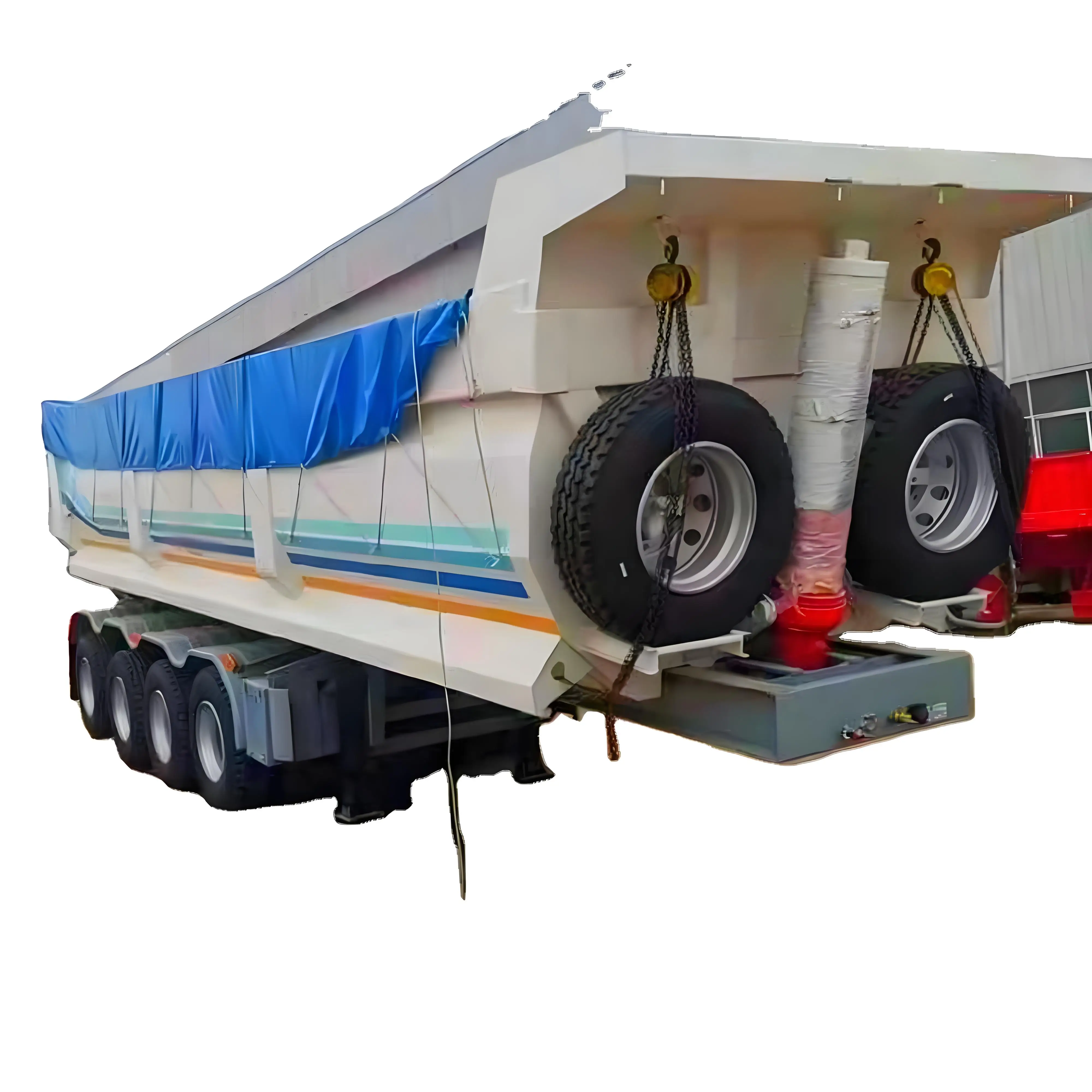 3 Axles 40ton 60ton Heavy Duty Hydraulic Rear Dumping Trailers Dump Tipper Semi Trailer