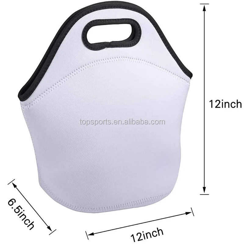 Sublimation Printing Blank White polyester Neoprene Lunch tote Bags