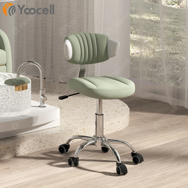 Yoocell white saddle seat stool salon barber stool office chair swivel salon stool chair for salon workshop home office