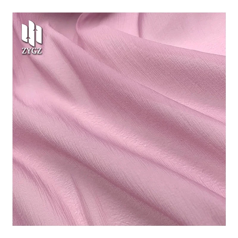 Plain Solid Color Crinkle Organza Fabric 100% Polyester Silk Crepe Pleated Organza Fabric for Dress Abaya Blouses
