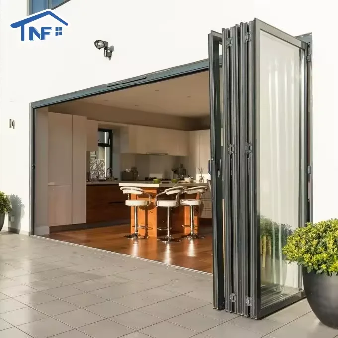 NF американская распродажа сертификат NFRC алюминиевая двойная дверь стеклянная складные двери для патио