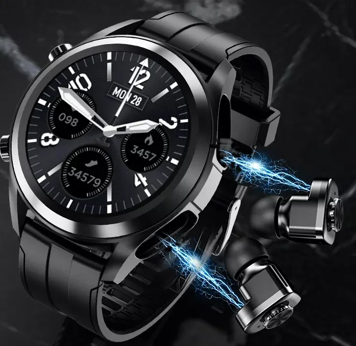 Wholesale Factory Price Smart Watch GPS Inteligentes Blutooth Smart Watch 2 in 1 with Earbuds Magnetic Charging IPX6 Waterproof