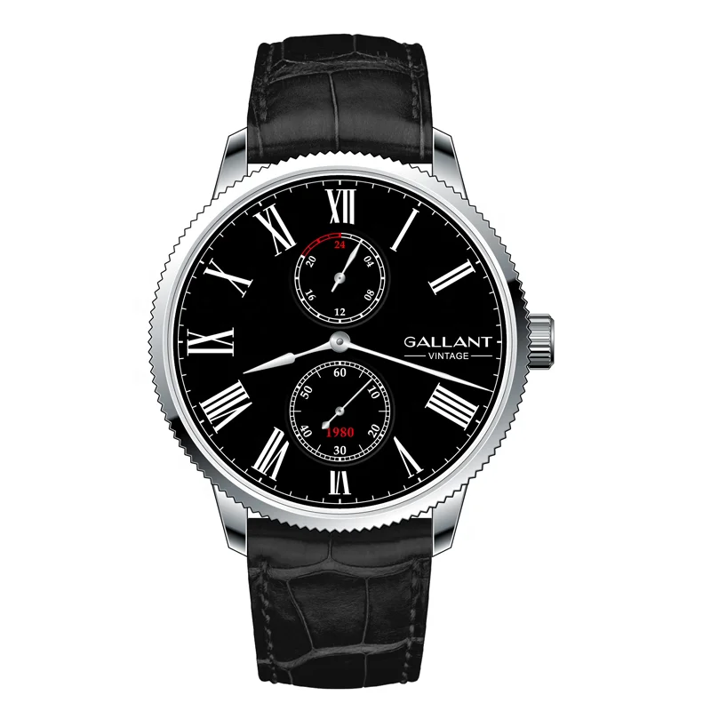 classic vintage watch stainless steel bezel japan movt  24hour/60 second function custom logo quartz men wrist watch