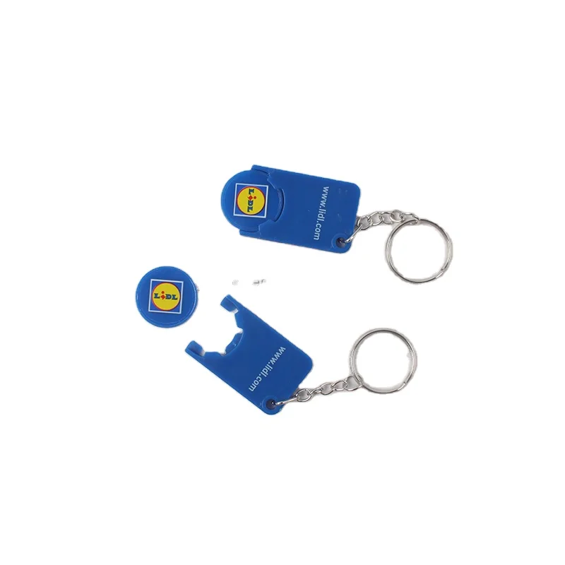 Сделано в Китае дешево Лидер продаж рекламный пластиковый брелок с маркером для монет пластиковая тележка