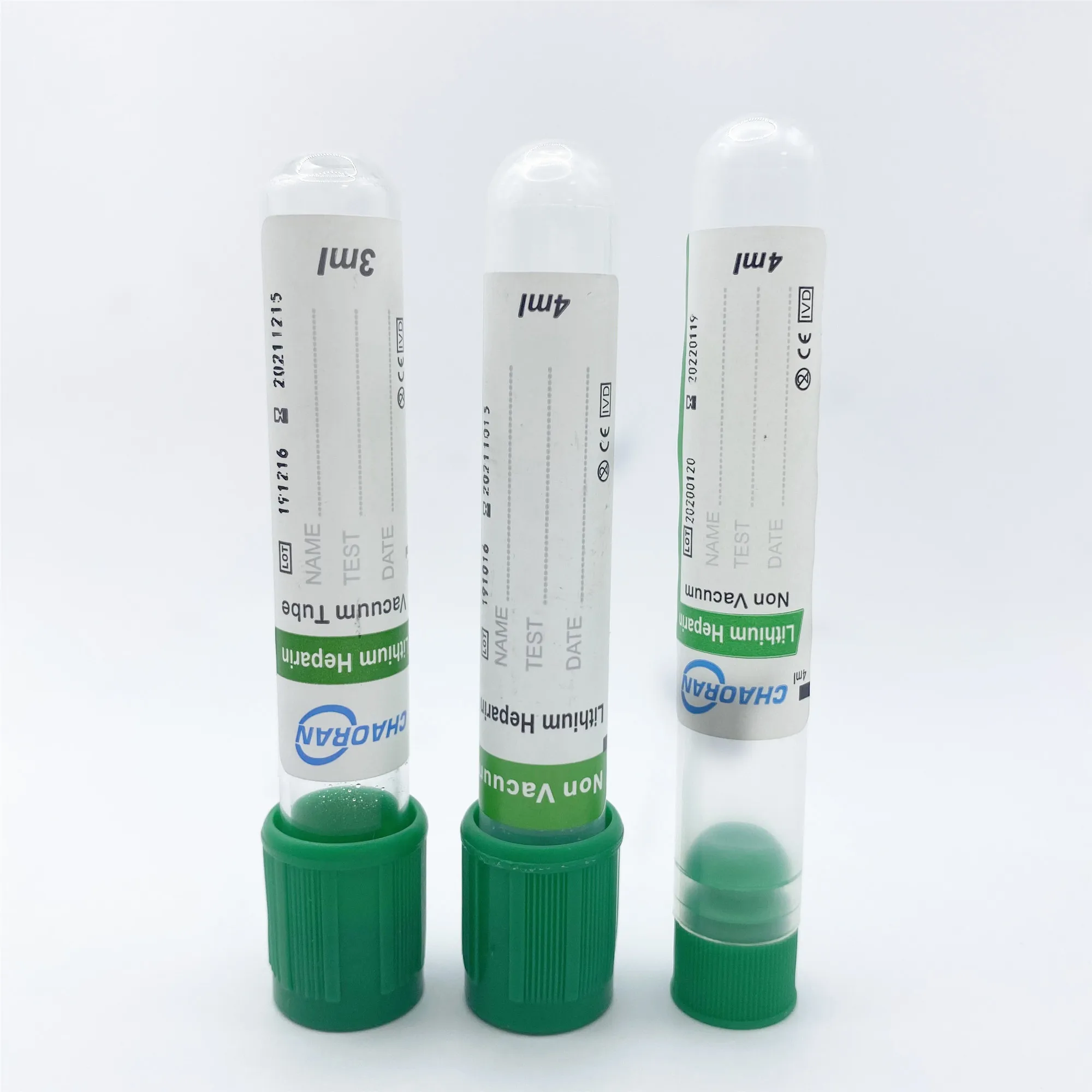 Medical Vacuum Green Sodium Heparin Blood Tube Collection Lithium Heparin Blood Test Tubes OEM