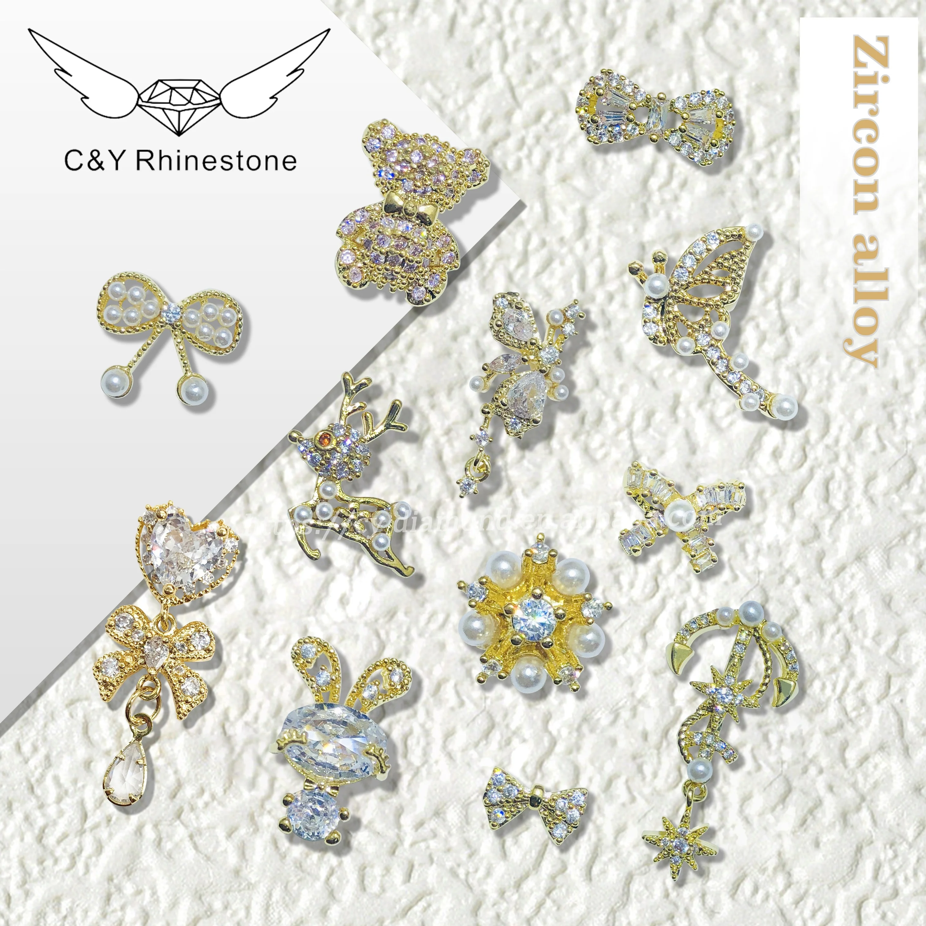 CY Nail Art designer 3d Jewelry Alloy Zircon Fingernail Luxury Accessories Planet Nail Charms