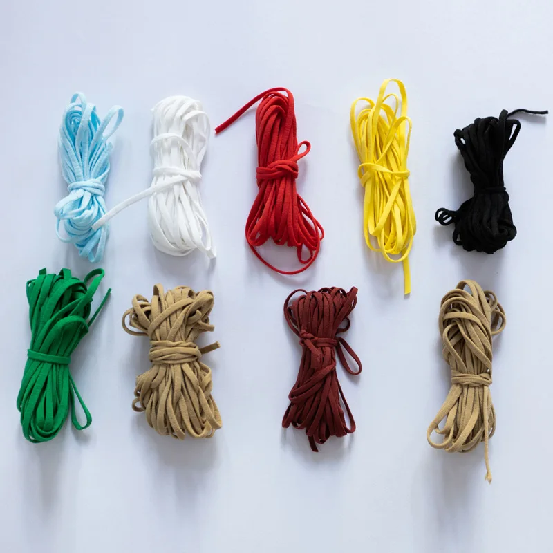 Factory Supply Color Earloop Round Flat 2.5mm 3mm 5mm 7mm Elastic Earloop for face mask