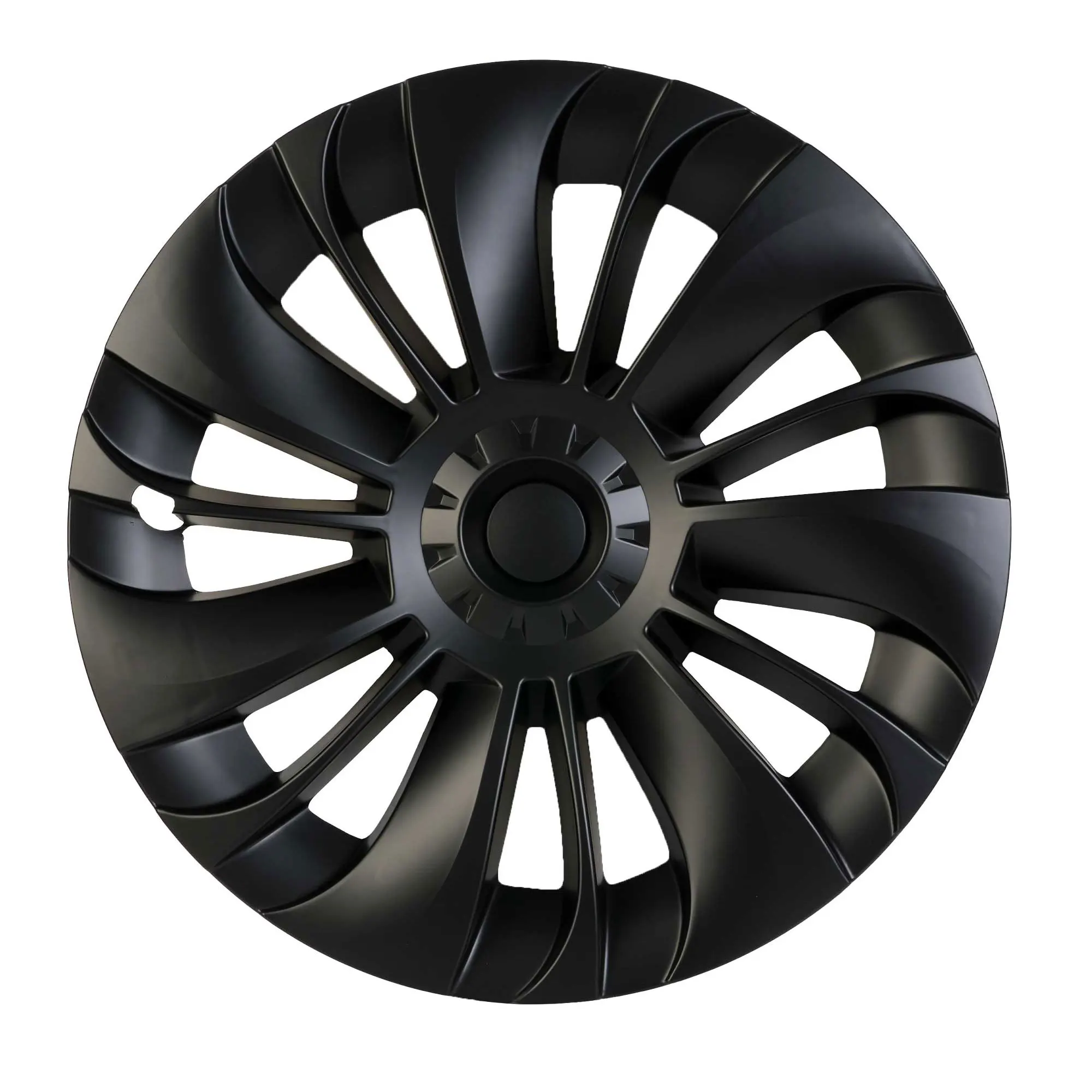 Matte Black Support Logo Symmetry (4 PCS) Uberturbine Style Hubcap Gemini 19 In Wheel Cover for Tesla Model Y
