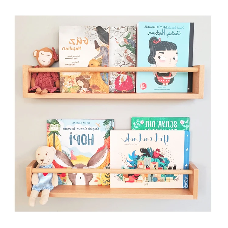 Eco-Friendly Nursery Decor Kids Furniture Montessori Wooden Floating Wall Shelf Home Decor