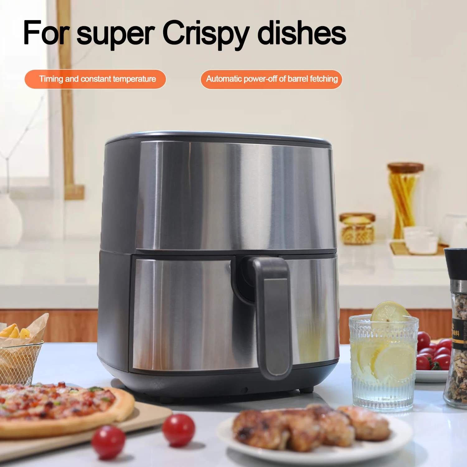 Low fat Non stick and easy to clean Accurate temperature control Transparent Oil free Airfryer fryer air
