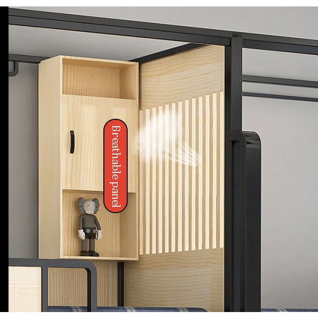 Hotel Capsule Single Bed With Storage Bunk Bed For Hotel Youth Hostel Double Decker Space Bunk Bed With Curtain