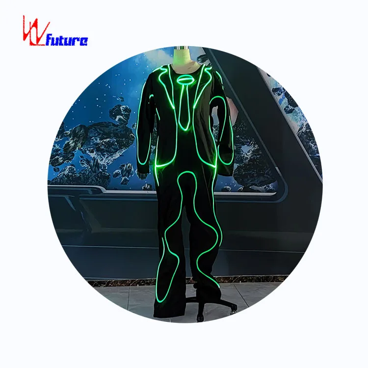 Future LED Adult Clown Costume for Dance Performances Includes Hat Glasses Shoes Pants for Robot and Ballroom Shows