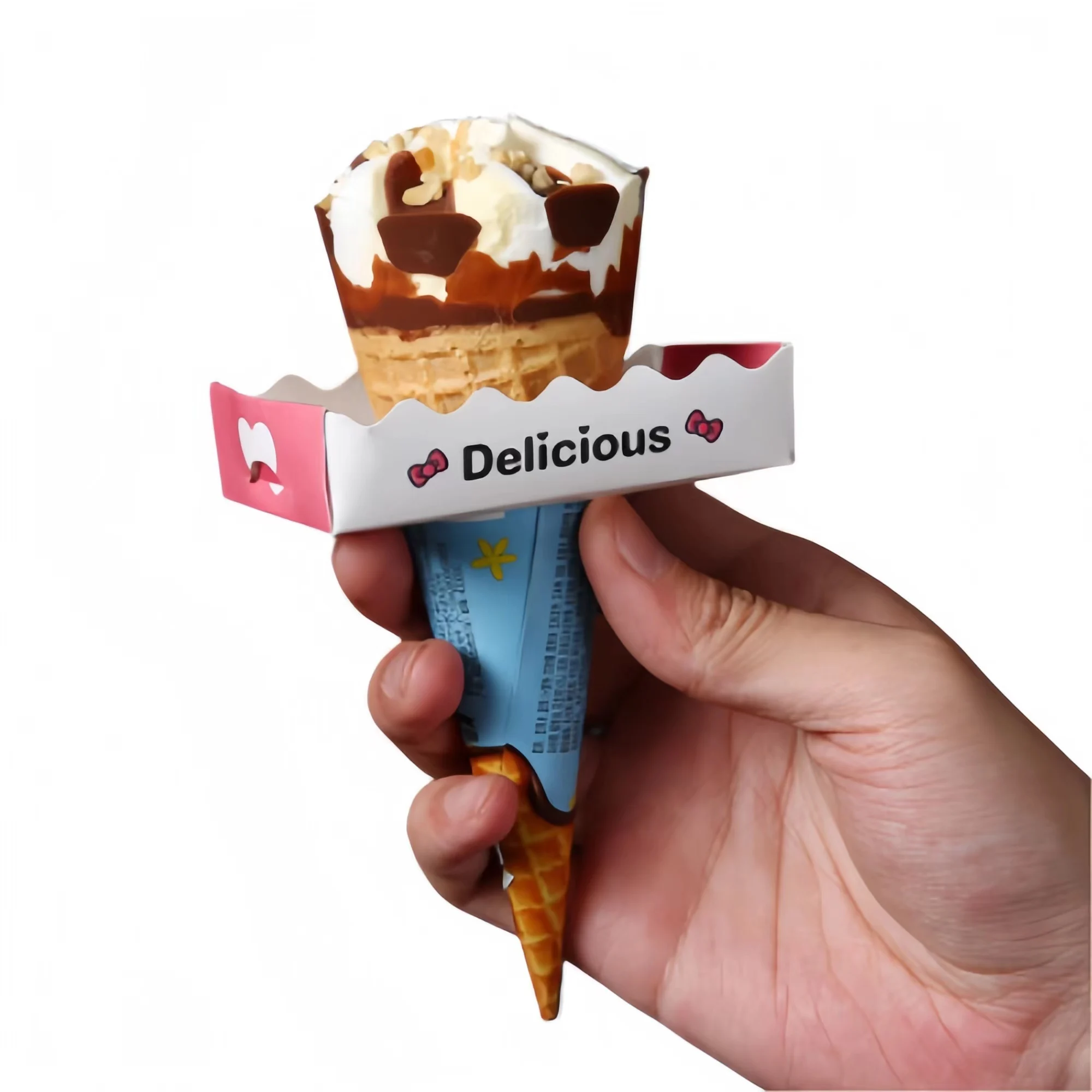 Custom ice-cream cone anti-drip ring paper tray ice-cream ice bar waterproof tray paper box paper sleeve hot milk treasure tray