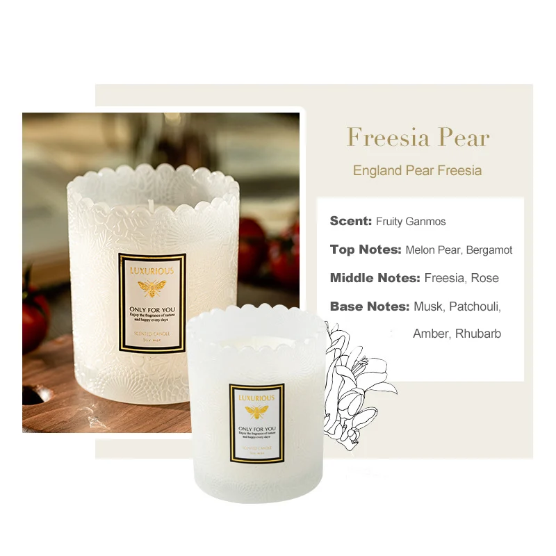 Lace edge embossed soy wax scented candle indoor bedroom creative scented candle smokeless candle