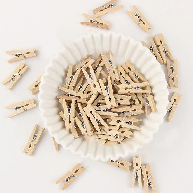 Wholesale Natural Color Mini Wooden Clip Wood Clothespin