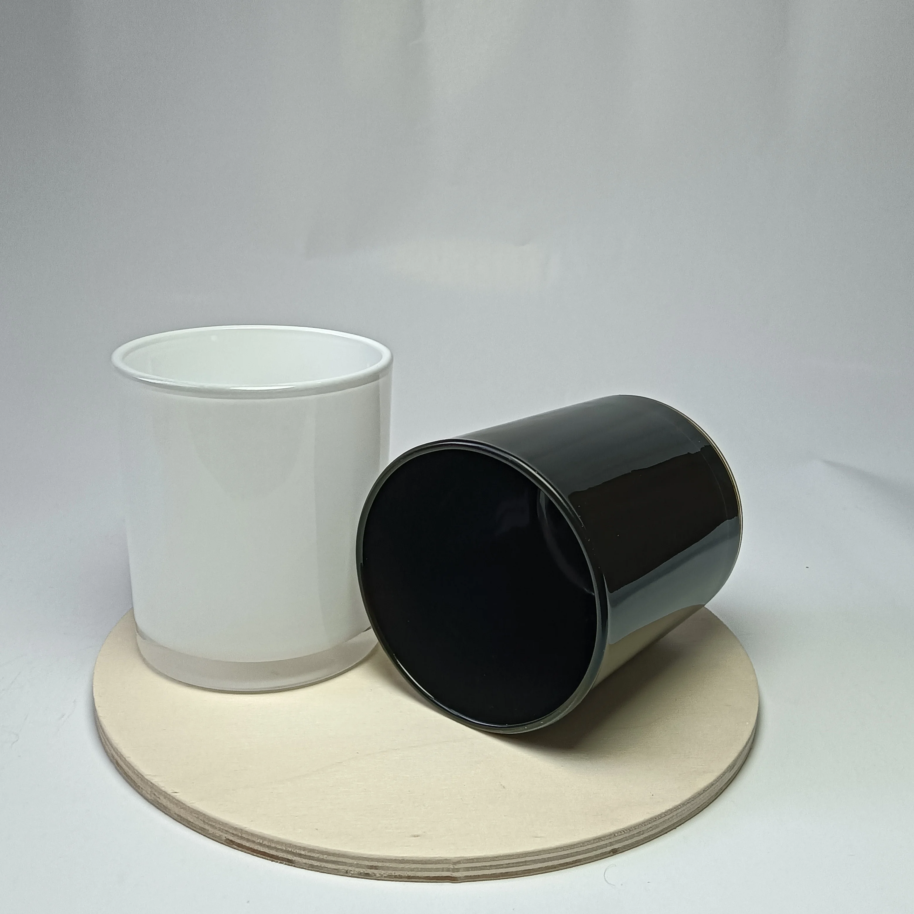 Wholesale customized luxury empty glass jars container for candles with wooden lid