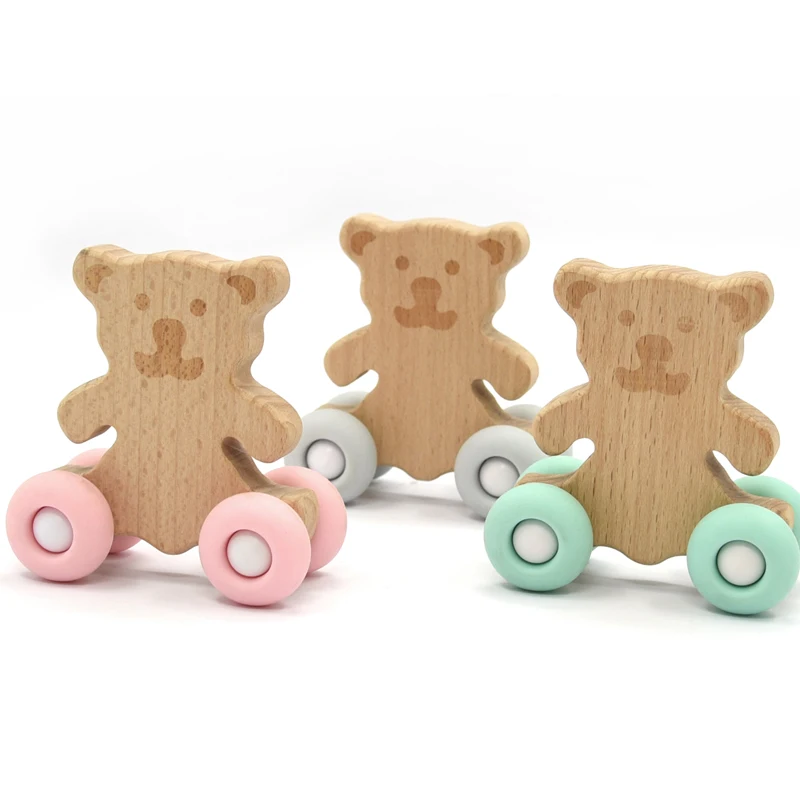 Wholesale CPC Certification Nursery School Montessori Material Wooden Silicone Children Toys Car Wooden Toy