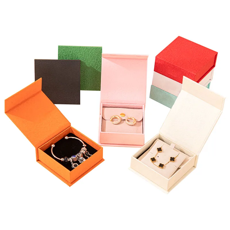 Recycled Materials cardboard Flip Ring Earring Packaging gift Box Custom Luxury Paper Necklace Magnet Jewelry Box with Logo