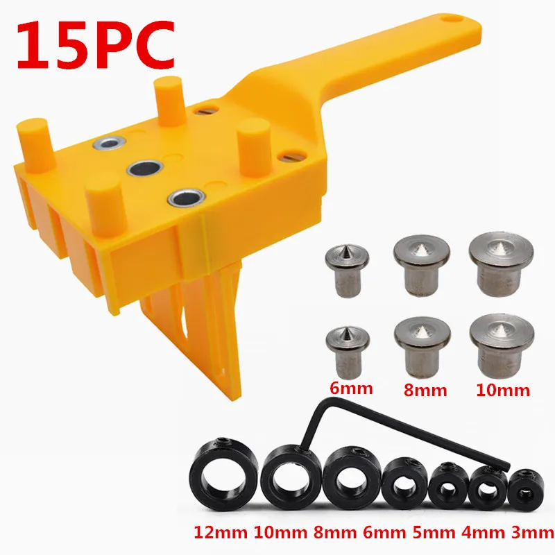15 Pcs Straiyht Hole locator Pocket Hole Screw Jig Dowel Drill Guide Locator Carpentry Dowel Joints