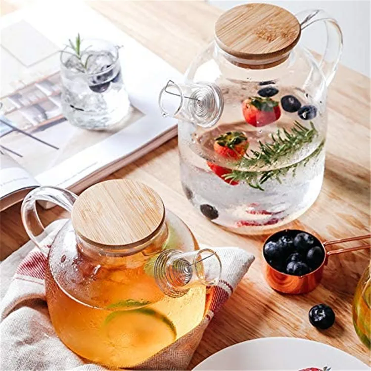 Wholesale borosilicate heat-resistant glass teapot with cork cover