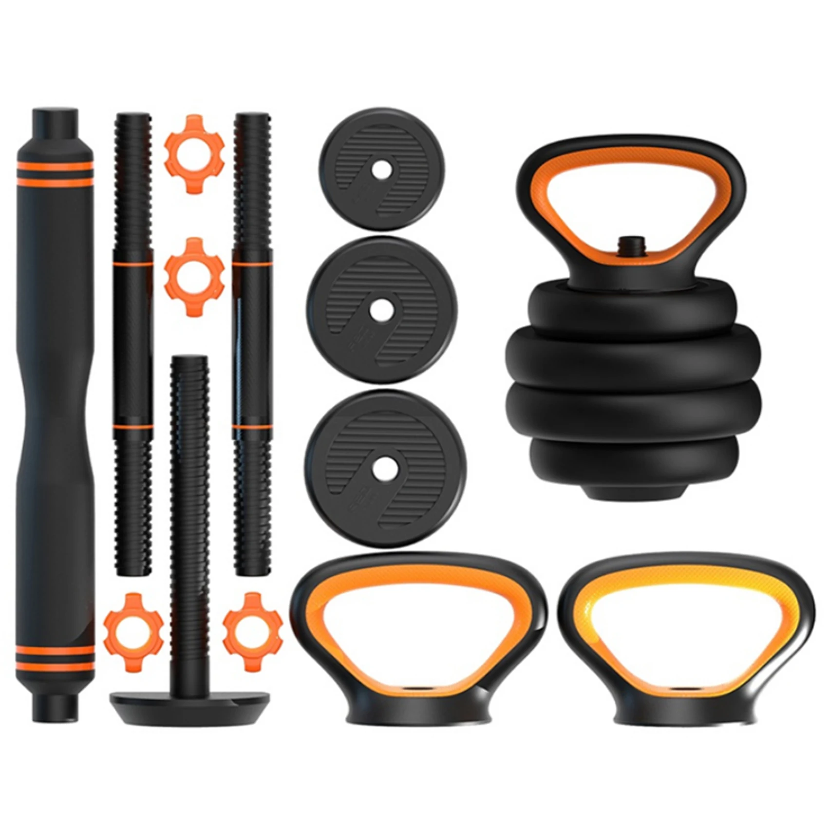 FED Adjustable Rubber 10kg 20kg 30kg 40kg Free Weights For Sale Gym Stainless Steel Dumbbell Barbell Push Up Bar Kettle bell Set