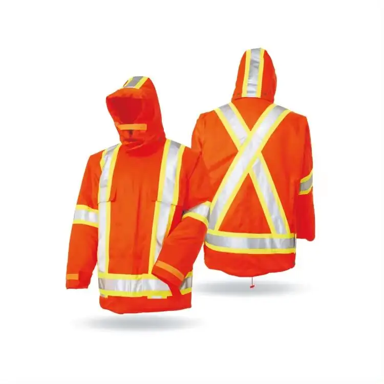 LX Good Vinyl Coat Clothing Reflective Waterproof Jacket With Stripe  Bomber jacket for Winter work