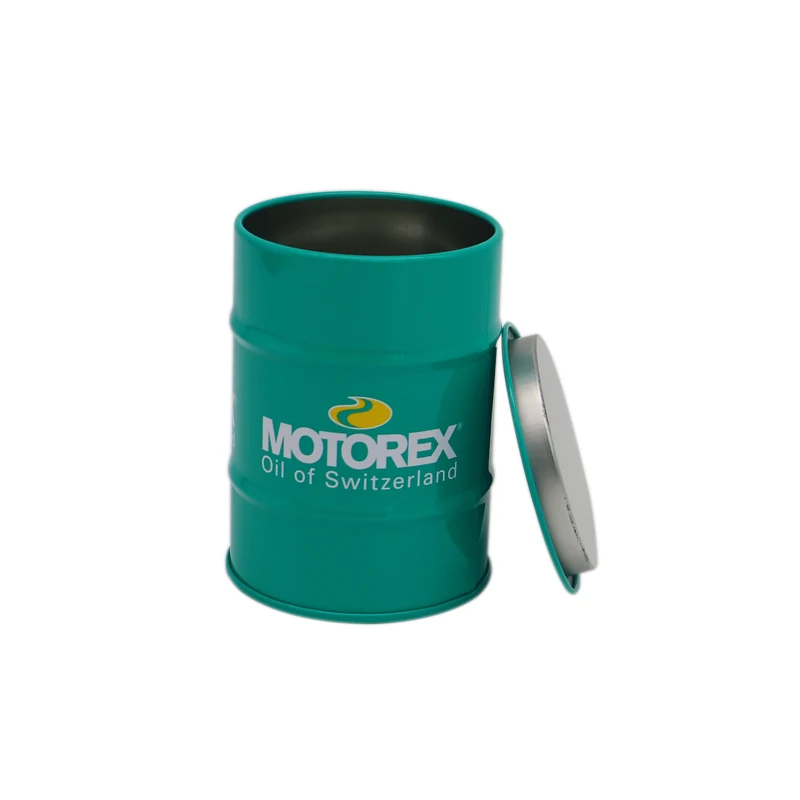 Custom logo empty coin banks tin can oil barrel style metal can with coin slot on lid cheap price