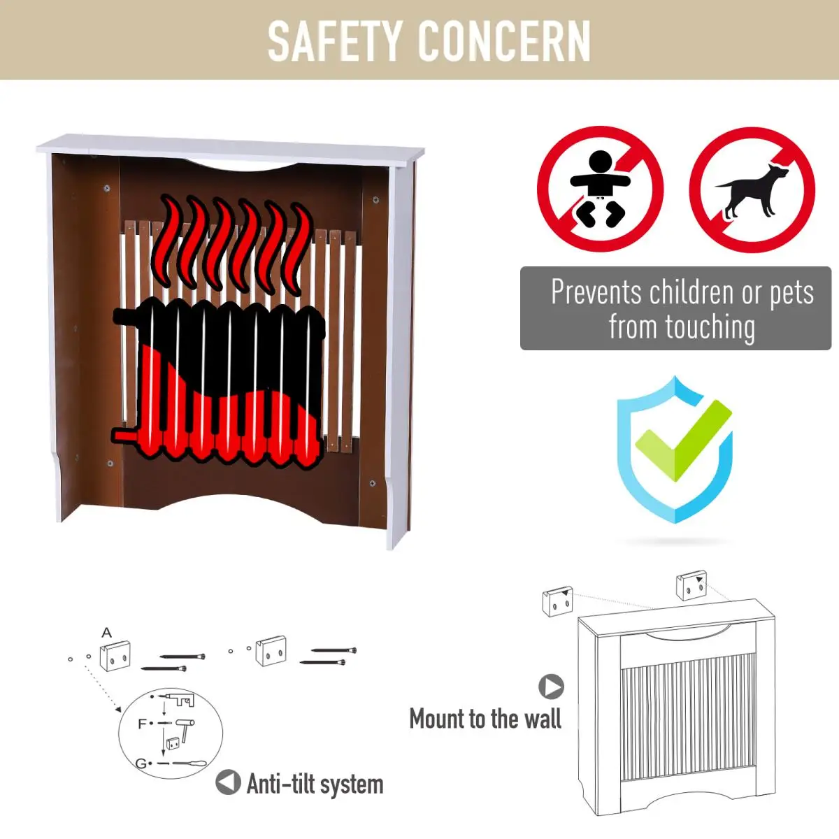 FENGHAUNG White Radiator Cover Mdf Wooden Radiator Cover