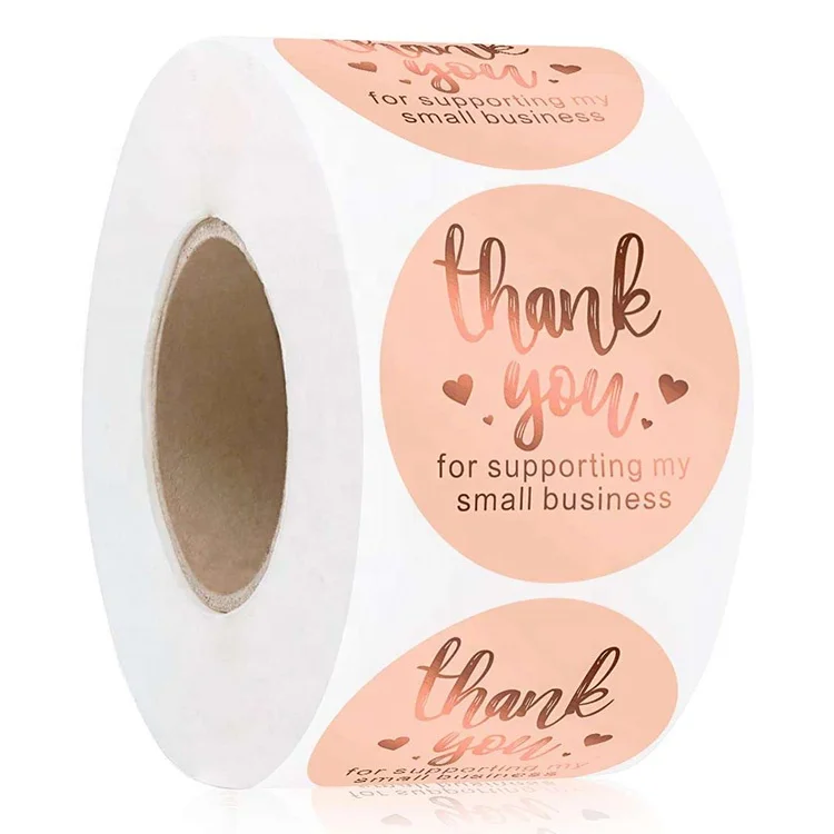 
1.5inch Thank You Supporting My Small Business Stickers Rose Gold Foil Sticky Labels for Packaging Sealing Decoration 