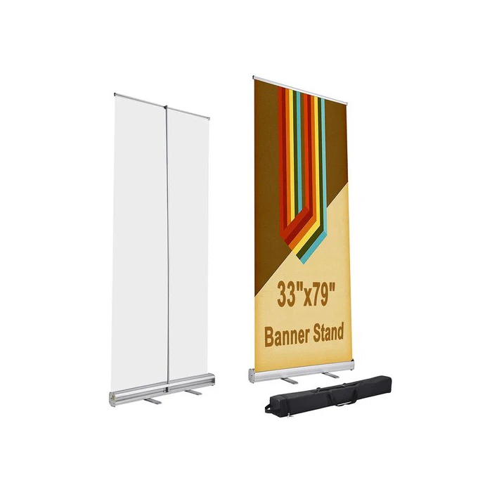 High Quality Advertising Sports 33x79inch 200x80cm Retractable Synthetic Paper PVC Folding Portable Roll up Banner