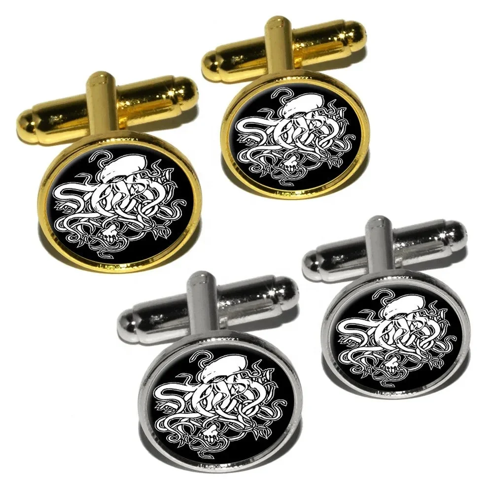 High Quality Custom Sublimation Button Cover Suit Shirt Metal Cufflinks For Men