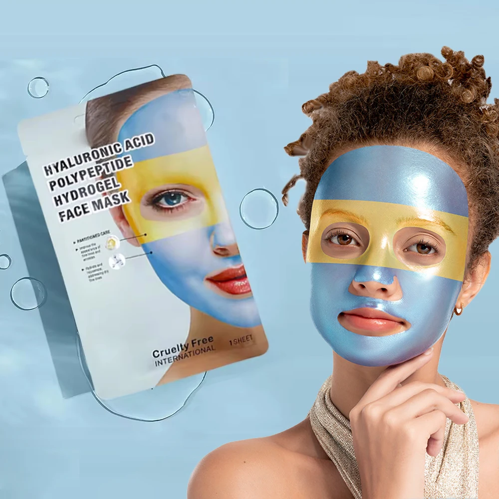 Custom Logo 12 Sheets Double Color Mask Tightening and Moisturizing Hyaluronic Acid Polypeptide Face Mask for Dry Skin Care