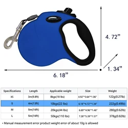 LEAD PET Retractable Dog Leash Anti-Slip Handle 16 ft Strong Nylon Reflective Tape One Handed Brake and Lock with Futuro Collar