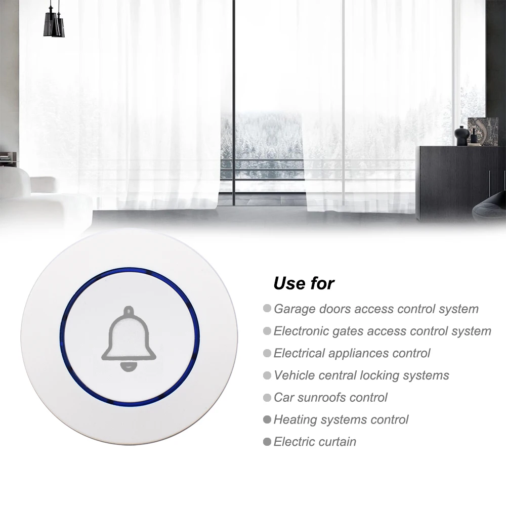 SMG-251 Bell Logo Round Wall Switcher Doorbell Remote Control 433Mhz Paste EV1527 Learning Code Works with Smart Module