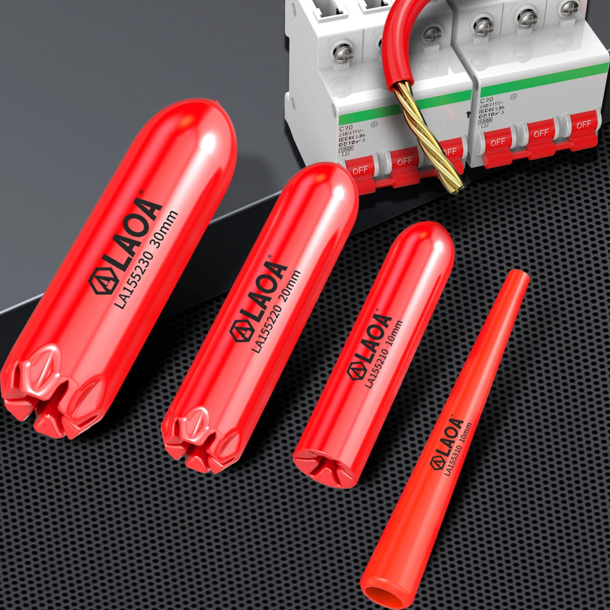 LAOA Insulated Wire Clamping Slip-On Sheath Tapered Cylindrical Sleeve Crimp Cap 10mm 20mm 30mm