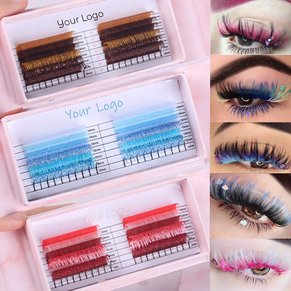 High Quality Spike Lash with Decoration Color Individual Lash 3D Butterfly Heart Glitter Spike Eyelash Extension